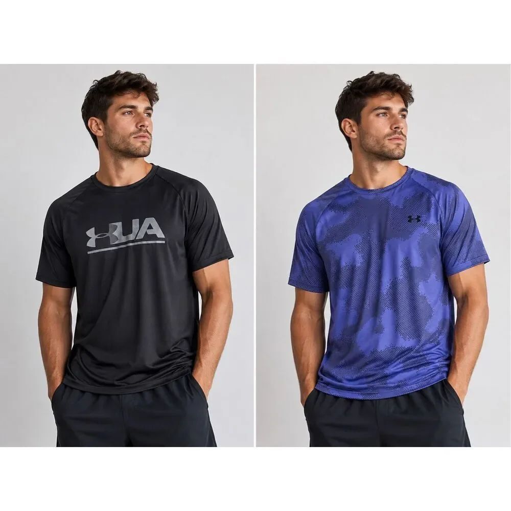 Under Armour Set of 2 HeatGear Loose Short Sleeve Shirts Mens 3XL Blue Black